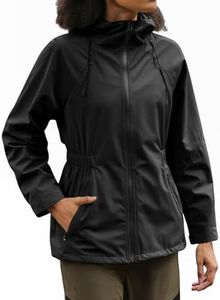 Yousify Womens Rain Jackets Lightweight Waterproof Raincoat Windbreaker Hooded Trench Coats with Pockets Cycling Bike Jacket