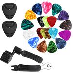 maxin Premium Celluloid Guitar Picks Guitar Accessories colorful for Guitar, Electric Guitar, Bass, Ukulele with 2 Guitar Pick Holders and Guitar String Winder 3 IN 1, 23-pack