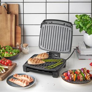 George Foreman Medium Electric Grill – Black Non-Stick Indoor BBQ
