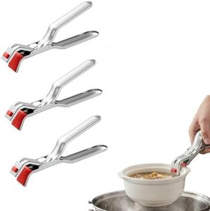 Hot Plate Grippers, 2026 New Anti-Scald Bowl Dish Grippers for Kitchen, Multi Function Hot Plate Gripper Clips Tongs Clamp Pot Holder, Stainless Steel Air Fryer Pans Gripper,Kitchen Accessories (3)