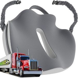 XL Truck Seat Cushion for Truck Driver Seat Cushion - Upgraded Back Support, CertiPUR-US® Certified - Thick Memory Foam, Pain Relief for Hours of Driving, Trucker Approved Big Rig - Gray