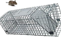 Defenders Rat and Squirrel Cage Trap, Humane Rat Trap Live Mouse Cage Trap Large for Indoors and Outdoors (Easy to Bait and Set, Long-Lasting Galvanised Mesh)