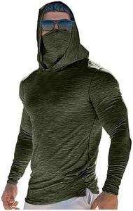 Men' Performance Fishing Hoodie Shirt UPF 50+ Sun Protection Long Sleeve UV SPF T-Shirts Rash Guard with Face Mask