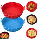 PANCA Silicone Air Fryer Mats Pack of 2 - Multicolor, Round Silicone Basket Baking Tray I Pot with Ear Handles I Nonstick Reusable Heat Resistant I Cooking Oven Insert Accessories