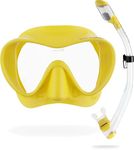 CRESSI F1 Combo Set Yellow - Combo Set Frameless Mask F1 + Snorkel Dry for Diving and Snorkeling, Yellow, One Size, Unisex