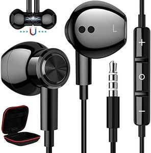 Auriculares con Cable para Xiaomi Poco X6 X5 Pro Redmi Note 13 12 11 Pro 5G,Magnéticos Estéreo Cancelación Ruido 3,5mm Jack Auriculares con Microfono para Samsung Galaxy M53 M13 iPad iPhone 6 OPPO MP4