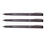 Staedtler 0.3 mm Pigment Liner Fineliner Sketching Drawing Drafting Pens Pack of 3