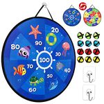 Foldable Dart Board Game Set, Hanging Safe Dartboard Set for Indoor or Outdoor Game with 12 Sticky Balls, Christmas Dart Games Gift for Kids Boys Girls, 26'' Double Sided Large Size Dartboard