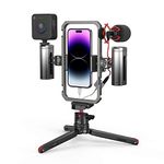 SmallRig All-in-One Video Kit Ultra Aluminum Phone Video Rig Kit w/Quick Release Tripod Wireless Control Handles RGB Light Mic for iPhone for Huawei for Tiktok YouTube Live Streaming Vlogging-3591C