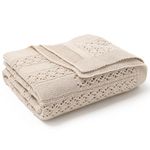 DovFanny Cotton Cellular Baby Blanket Knitted Soft Blanket for Newbron Baby Boy and Girls 100 x 80cm Beige