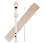 Soprano Recorder C Key 8 Holes 3-Piece German style Baroque Fingering Recorder Instrument with Cleaning Rod and Storage Bag, for Beginners Kids students((1 Set Beige)