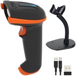 Tera 1D 2D QR Barcode Scanner Wireless and Wired with Battery Level Indicator Digital Printed Bar Codes Reader with Stand Portable Handheld Barcode Scanner Compact Plug and Play Model D5100-Z