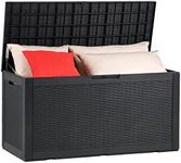 YITAHOME Garden Storage Box Waterproof, 380L Large Outdoor Storage Box with Lid, Lockable Patio Deck Boxes with Handles for Garden Tools Cushion Pillows Pool Supplies,120 x 53 x 63cm, Black