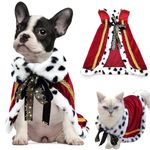 ​Pet Cloak ​King Dog Cape Robe Cute Halloween Christmas Cat Costume Queen Clothes Lux Fur Royal Cape Prince Princess Outfit Birthday Dress Small Large Dog Halloween Costume (Crimson, Small)