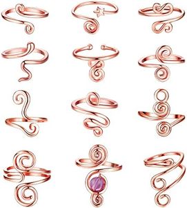 HAIAISO 12PCS Adjustable Toe Rings for Women Gold Silver Open African Toe Rings Summer Beach Foot Jewelry Set