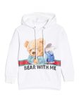 The Mom Store Hooded Sweatshirt| 100% Cotton with French Terry | Kids Winter wear | Cute Prints | Warm | for Boys and Girls | White | 7-8 Years