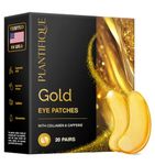 PLANTIFIQUE 24K Gold Under Eye Patches - Dermatologist Tested - 20 Pairs Cooling Eye Masks for Dark Circles & Puffiness, with Collagen & Hyaluronic Acid - Patch Yeux