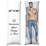 Easycosy Custom Pillow with Picture Customized Photo Long Body Pillowcase, Personalized Throw Pillow Cover, Valentines Anniversary Wedding Love Keepsake Gifts Two-Sides Design(20"x60")-No Filling