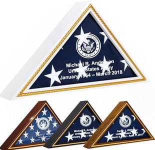 Officially Licensed U.S. Army Flag Display Case – Solid Wood Military Flag Case with Personalized Engraving – Veteran, Memorial & Retirement Gift – Fits 5’ x 9.5’ Folded Flag (White)
