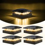 Spacelumen 4 Pack 4x4 Solar Post Cap Lights Outdoor – Solar Powered with 3 Lighting Modes (Cool/Warm/Neutral White) | Easy Install for 4×4 & 3.5×3.5 Wood/Vinyl Posts | Deck, Fence & Garden Lighting