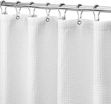 Extra Long Shower Curtain,White Shower Curtain Waffle Shower Curtain Fabric Heavy Duty Hotel Quality Bathroom Shower Curtains - Spa,Hotel Luxury Bathroom Curtain,Waterproof,Washable,72 x 96 Inches