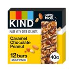 KIND Bars, Gluten Free Snack Bars, Caramel Chocolate Peanut, High Fibre, No Artificial Colours, Flavours or Preservatives, Multipack 12 x 40g