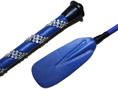 Jump Bat 18 Inch Riding Crop Horse and Rhinestone Decorated Handle (Blue)