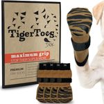 DOK TigerToes Premium Non-Slip Dog Socks for Hardwood Floors - Extra-Thick Grip That Works Even When Twisted - Prevents Licking, Slipping, and Great for Dog Paw Protection (Large, Cool Caramel)