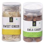 New Tree Sweet Ginger Slices & Amla Candy After Eat (Mouth Freshener), Flavoured Sugar Candy II Sweet & Chatpata Candy II Combo Pack of 2, Total Weight: 300gm