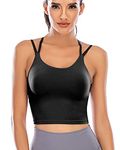 DODOING Women Padded Sports Bra Wirefree Medium Support Yoga Bras Gym Running Workout Crop Tank Tops Bra Longline Camisole Bras