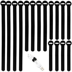 100PCS Reusable Cable Ties - Multi-Purpose Cable management Hook & Loop Cable Straps Wire Ties, Adjustable Fastening Cord Organizer, Cable Organizer for Home, Office and Data Centers,4 Sizes & Black.