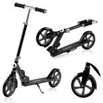 Lionelo Luca Scooter Lightweight only 4kg Foldable and ShockResist for Kids and Teens up to 100kg (220 LBS) Adjustable Handlebar Heights, Non-Slip Platform Rear Brake 20cm (8'') wheels