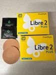 Abbott Freestyle Libre 2 PLUS Sensor pack of 2 for diabetes monitoring CGM for UK, White, plus Arrowedge alcohol wipes and water proof CGM patches (2)