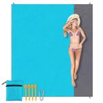 YOYI YOYI Yoyi Sand Free Beach Blanket 210T Polyester,Beach Mat Waterproof Sandproof For 2-7 Adults,Oversized 55'X69' Lightweight Pocket Blanket For Travel,Camping,Hiking,Music Festivals (Blue 69X82)