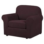 H.VERSAILTEX 2-Pieces Chair Cover Slipcover Furniture Protector Armchair Cover Couch Covers Fit Chair Width Up to 48 Inch, Jacquard Spandex Lycra Slipcover Skid Resistance (Chair, Brown)