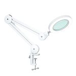 Beyamz LED Magnifying Lamp, Illuminated Magnifier Lamp - with Clamp, Metal Swivel Arm, 3-Color-Mode Dimmable Lights, and 5-Dioptor 105mm Diameter Lens