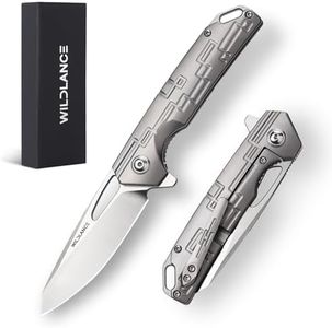 WILDLANCE 3.3" D2 Steel Blade Titanium Handle Small Pocket Knife for Men Folding Knife with Clip, EDC Folding Knife with Frame Lock, Sharp Camping Survival Hiking Knives PK-01