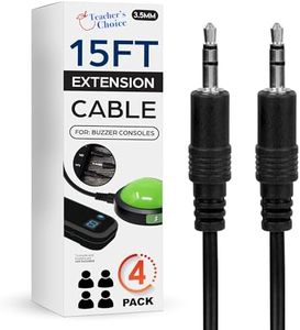 Teacher's Choice Light Up Game Buzzer System, 15 Ft Extension Cables for Game Buzzer System 4-Pack