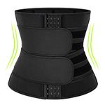 KIWI RATA Neoprene Sauna Waist Trainer Corset Sweat Belt for Women Compression Cincher Band Workout Fitness Back Support, #2 Hooks Black(update, 9 Steel Bones 2 Straps), Small