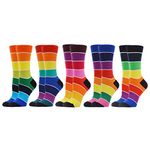 WeciBor Women's Funny Colorful Novelty Pattern Socks, 5 Pairs Rainbow Striped, Size 6-9