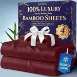 DECOLURE 100% Organic Viscose Derived from Bamboo Sheets Full Size 4pcs - Ultra Soft & Luxuriously Cooling, 17" Deep Pocket, Double Stitching, Perfect for Hot Sleepers - Full Bed Sheets (Burgundy)