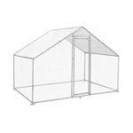 Walk In Chicken Run Cage Coop 4m x 2m x 2m Dog Pen House Kennel Large Galvanised Steel Metal Enclosure Rabbits Ducks Poultry Roof Cover Shelter Sunshade Pets Outdoor Backyard Farm Animal