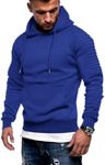 COOFANDY Men's Casual Hoodie Muscle Fit Athletic Sweatshirt Fashion Hooded Collar Pullover with Pocket Royal Blue 3XL