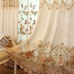 Tiyana Luxury Embroidered Cloth Curtain for Living Room 84 inch Length Custom Romantic Elegant Luxurious Delicate Embroidery Drape Window Dressing Bedroom Grommet Top 1 Panel 54x84 inch