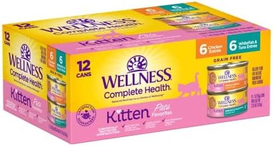 Wellness Complete Health Grain-Free Wet Canned Kitten Food, Made in USA with Real Meat, All Breeds, Smooth Pate (Kitten, Whitefish & Chicken Bundle, 3-Ounce Can, Pack of 12)