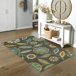 Maples Rugs Reggie Floral Area Rug - Made in USA - Washable, Non Slip Mats for Living Room, Bedroom, and Office, 3'4" x 6', Multicolor