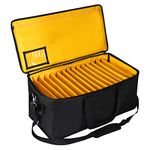 10M High Capacity Gig Band Cable File Bag, Oxford material with Adjustable Dividers for Cords, Sound Equipment, DJ Gear, Musician Accessories, Large Size, Black and Yellow, Minimal, Sleek Cable File Bag with yellow interior