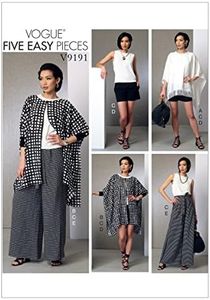 Vogue 9191 Misses' Pattern Ponchos, Back-Pleat Top, Shorts and Wide-Leg Wrap Pants, Size 4-6-8-10-12-14