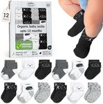 Mother's Choice Organic Cotton Baby Socks, 12 Pairs, Unisex 0-6 Months - Soft, Hypoallergenic Newborn & Infant Socks - Baby Girl & Boy Gifts