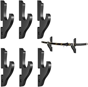 6 Pieces Sword Hook Wall Mount Samurai Sword Hanger for Wall Adjustable Wooden Sword Rack Decorative Katana Holder Martial Arts Weapon Stands Display with 6 Pcs Nails for Saber Tanto Rapier Cosplay